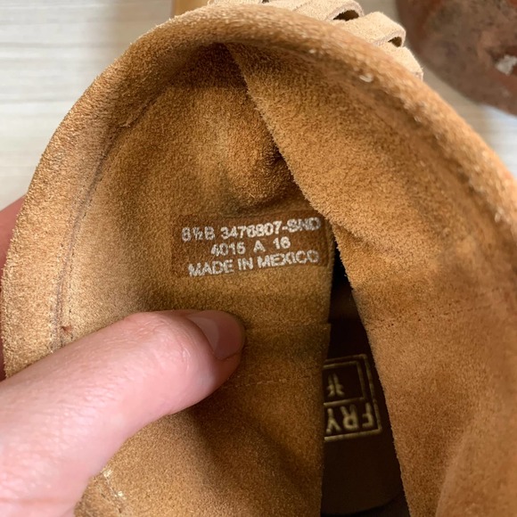 Frye Womens Ilana Short Fringe Sand Ankle Boots Suede Light Brown Size 8.5 - Picture 6 of 8